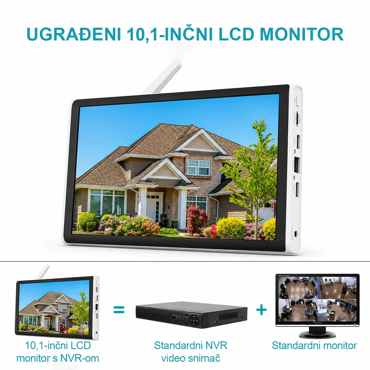 4 RobiCam WiFi cameras with 10.1″ monitor and built-in recorder