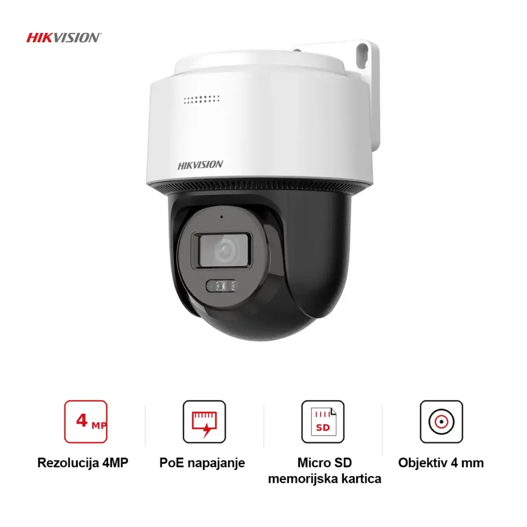 Hikvision DS-2DE2C400MWG-E (4 mm) – 4MP PoE PT IP kamera s pametnim hibridnim svjetlom, detekcijom ljudi i automatskim praćenjem Lite