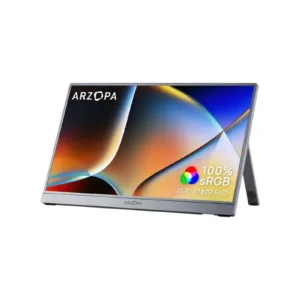 ARZOPA Z1C 16.1″ – prijenosni Full HD IPS monitor s USB-C, HDMI, HDR10 i ugrađenim postoljem – sivi