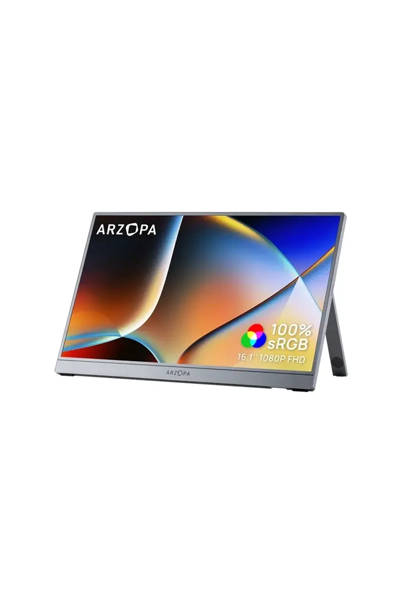 ARZOPA Z1C main ARZOPA Z1C 16.1″ – prijenosni Full HD IPS monitor s USB-C, HDMI, HDR10 i ugrađenim postoljem – sivi
