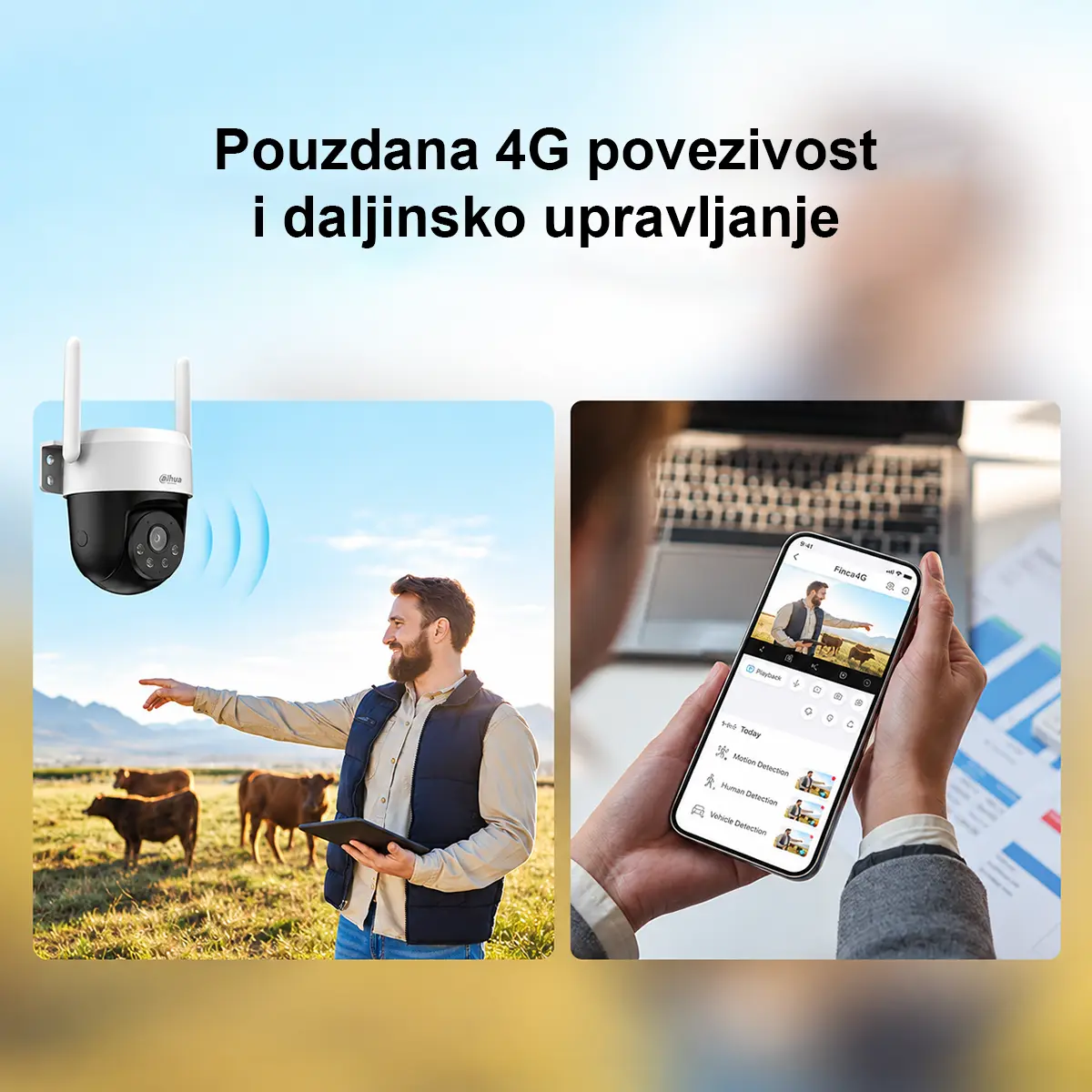 Dahua P5AE-PV-4G-0400B 5MP 4G PT kamera s AI, automatskim praćenjem, noćnim vidom u boji i dvosmjernim zvukom