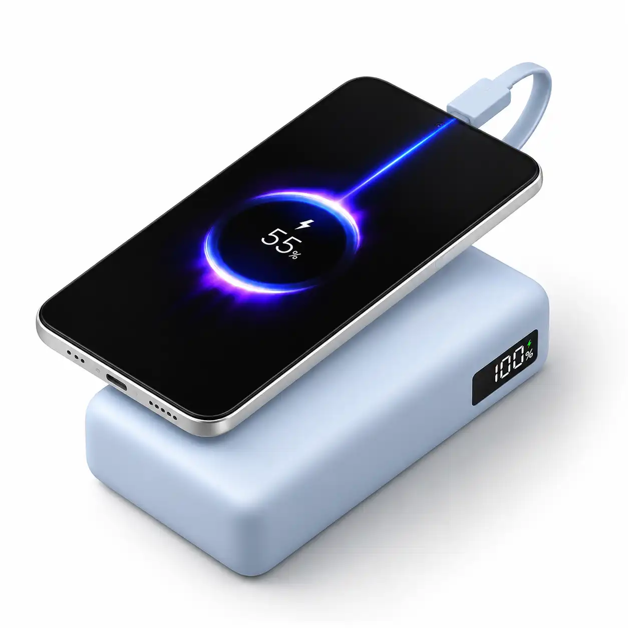 Xiaomi vanjska baterija od 20000mAh 67W s ugrađenim USB-C kabelom, zaslon, plava